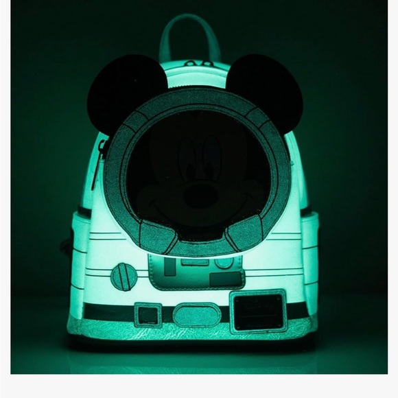 Loungefly Disney Mickey Mouse Spaceman Glow In The Dark Mini Backpack Astronaut - Picture 2 of 13